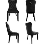 Velvet Dining Chairs Set of 2, Upholstered High-end Tufted Dining Room Chair with Nailhead Back Ring Pull Trim Solid Wood Legs