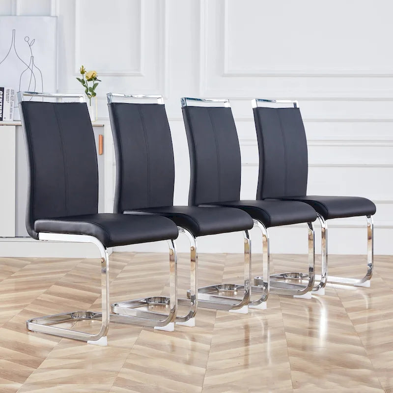 Sedie da pranzo moderne in similpelle PU set da 4