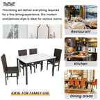Mieres 5 Pieces Faux Marble Dining Table Set with 4 Upholstered PU Leather Chairs