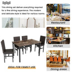 Mieres 5 Pieces Faux Marble Dining Table Set with 4 Upholstered PU Leather Chairs