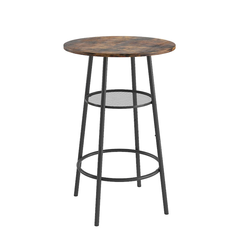 3-Piece Bar Table Set, Round Bar Table with 2 Stools and Storage Shelf- 23.6x36.2 inch
