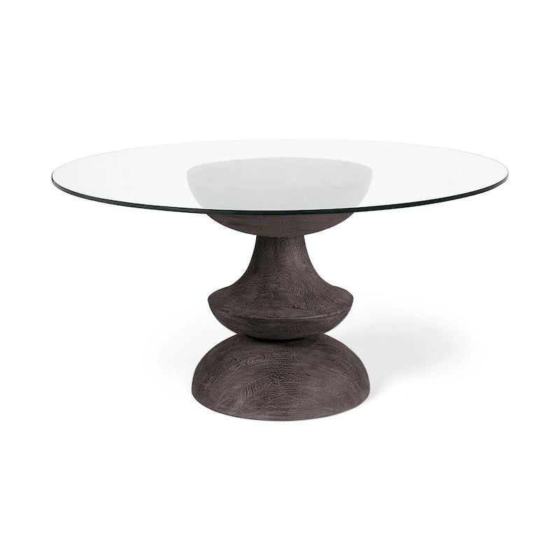 Tavolo da pranzo rotondo Crossman in legno massello grigio