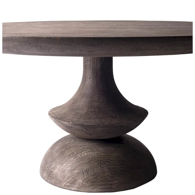 Tavolo da pranzo rotondo Crossman in legno massello grigio