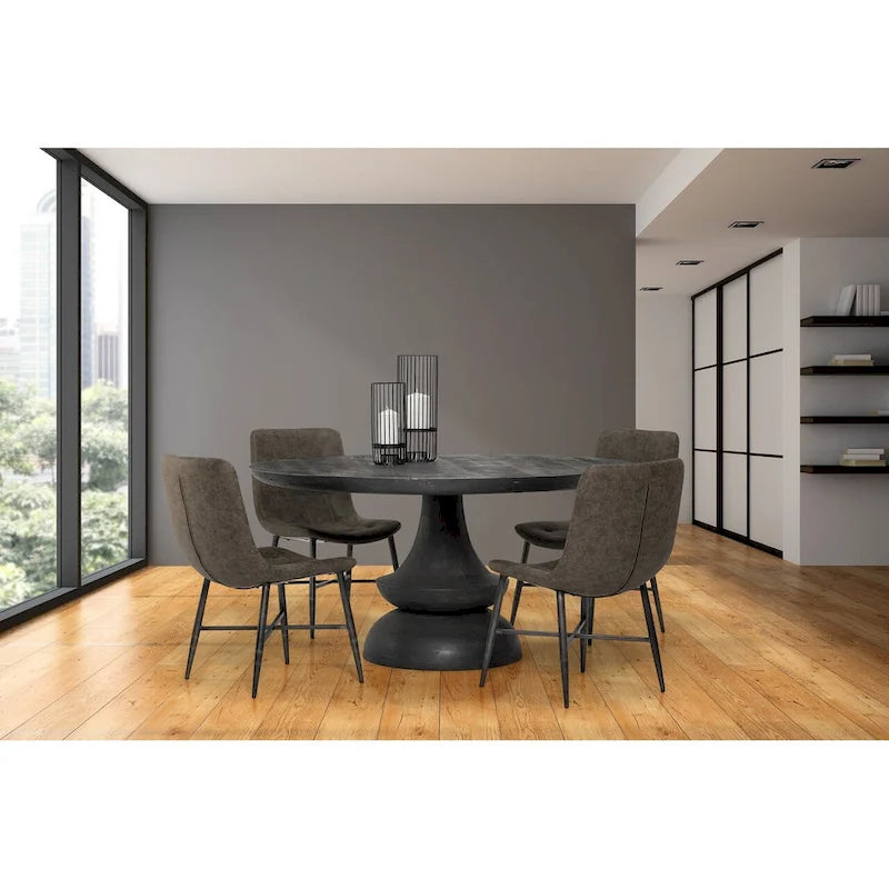 Tavolo da pranzo rotondo Crossman in legno massello grigio