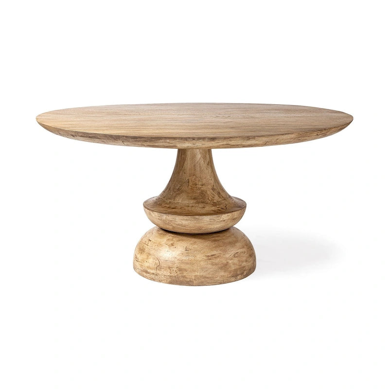 Tavolo da pranzo rotondo Crossman in legno massello grigio