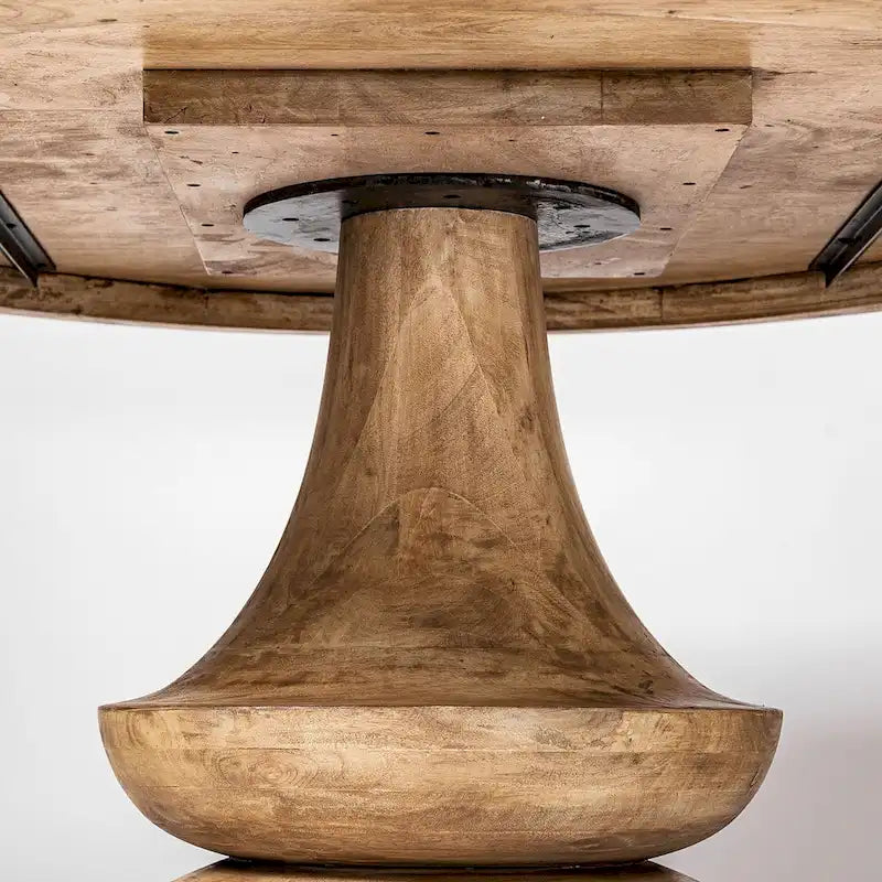 Tavolo da pranzo rotondo Crossman in legno massello grigio