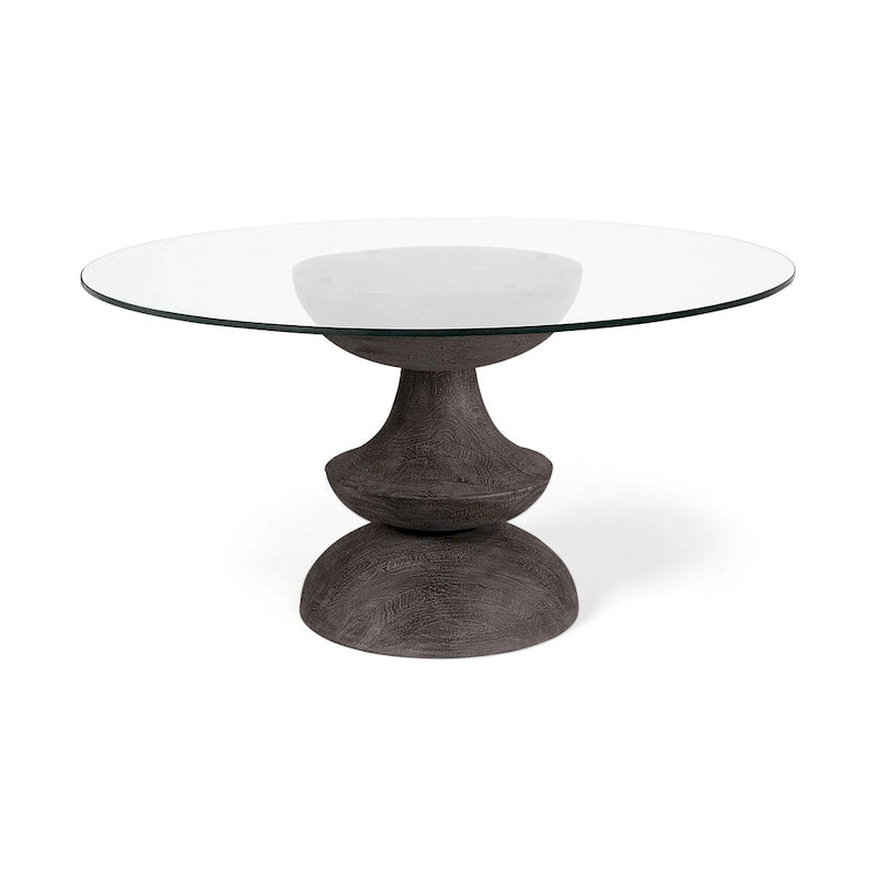 Tavolo da pranzo rotondo Crossman in legno massello grigio