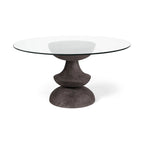 Tavolo da pranzo rotondo Crossman in legno massello grigio