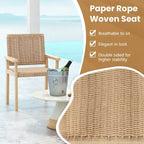 2/4PCS 18 Dining Stool Backless with Wood Frame Woven Paper Seat