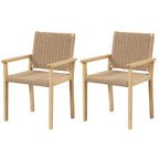 2/4PCS 18 Dining Stool Backless with Wood Frame Woven Paper Seat
