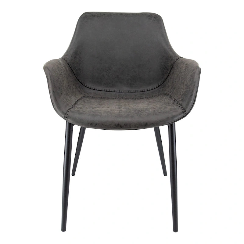 LeisureMod Dining Arm Chair With Metal Legs Set of 2 - Olive Green - 24.5Dx25.2Wx33H