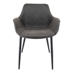 LeisureMod Dining Arm Chair With Metal Legs Set of 2 - Olive Green - 24.5Dx25.2Wx33H