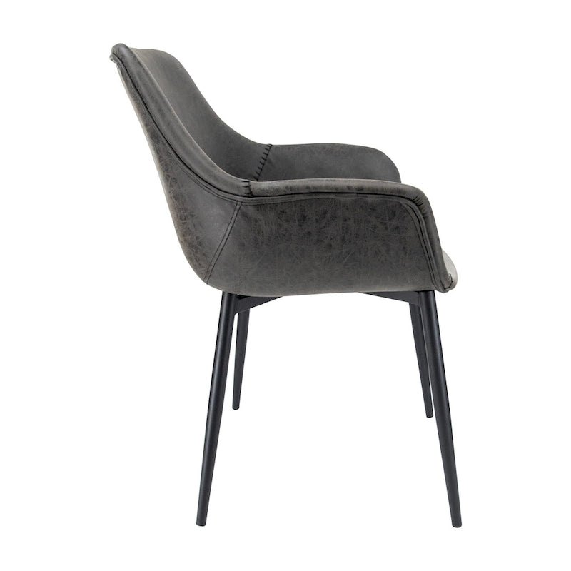 LeisureMod Dining Arm Chair With Metal Legs Set of 2 - Olive Green - 24.5Dx25.2Wx33H