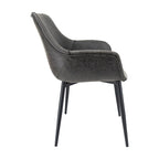 LeisureMod Dining Arm Chair With Metal Legs Set of 2 - Olive Green - 24.5Dx25.2Wx33H