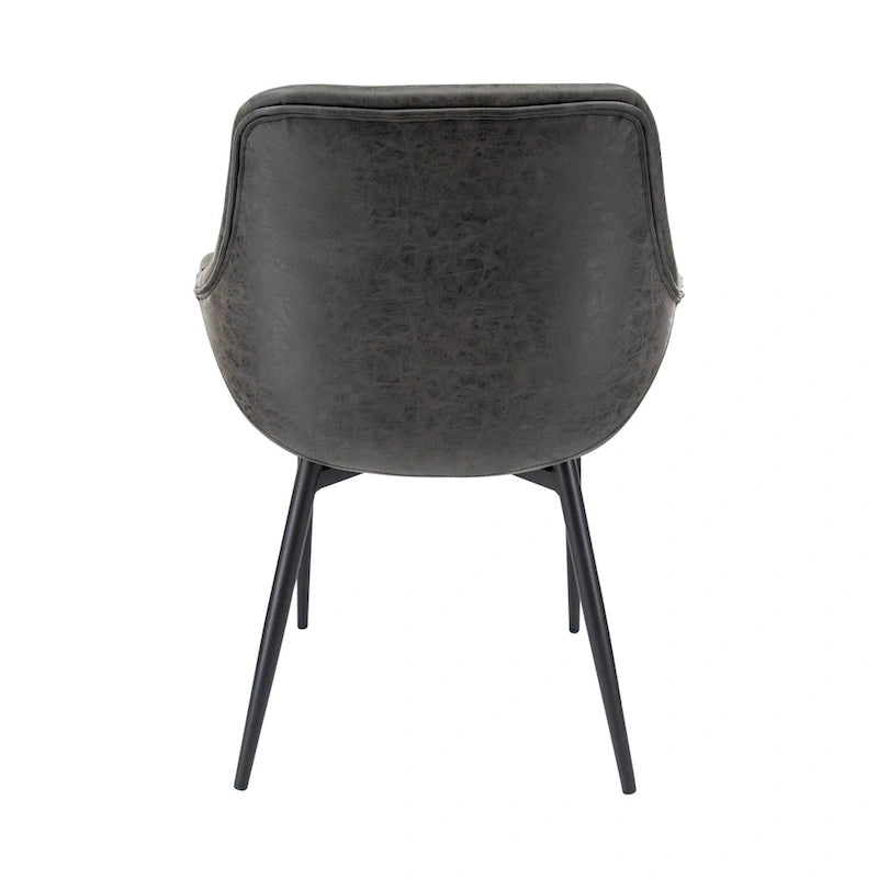 LeisureMod Dining Arm Chair With Metal Legs Set of 2 - Olive Green - 24.5Dx25.2Wx33H