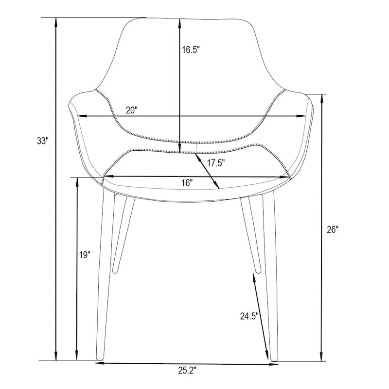 LeisureMod Dining Arm Chair With Metal Legs Set of 2 - Olive Green - 24.5Dx25.2Wx33H