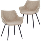 LeisureMod Dining Arm Chair With Metal Legs Set of 2 - Olive Green - 24.5Dx25.2Wx33H