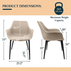 LeisureMod Dining Arm Chair With Metal Legs Set of 2 - Olive Green - 24.5Dx25.2Wx33H