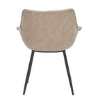 LeisureMod Dining Arm Chair With Metal Legs Set of 2 - Olive Green - 24.5Dx25.2Wx33H