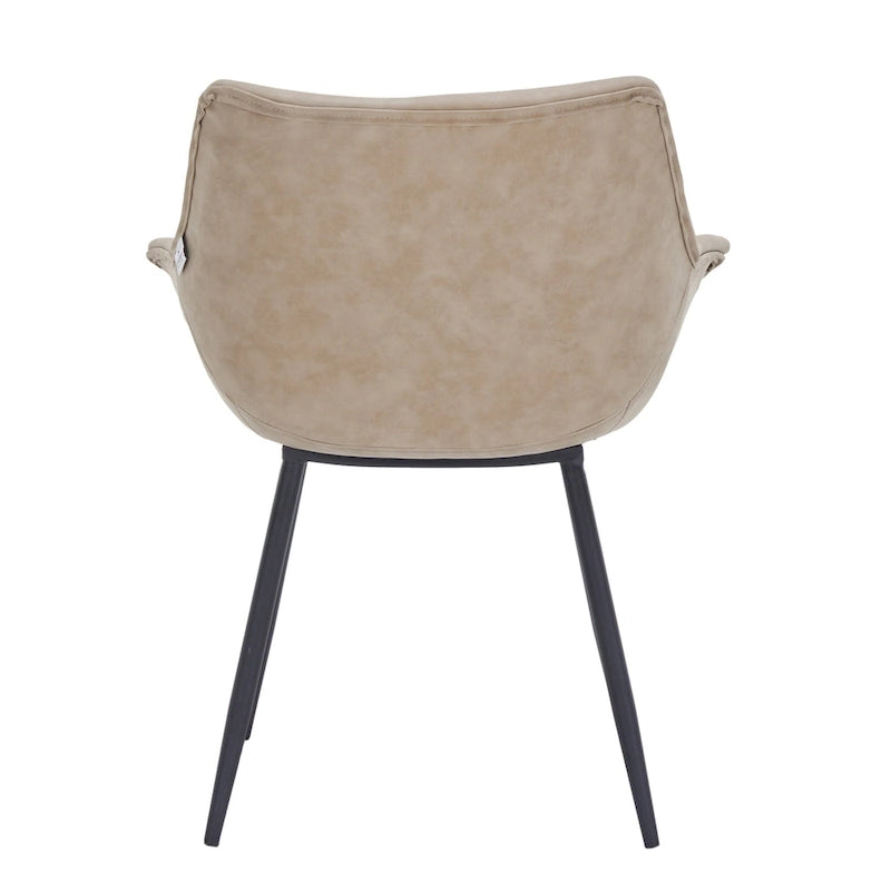 LeisureMod Dining Arm Chair With Metal Legs Set of 2 - Olive Green - 24.5Dx25.2Wx33H
