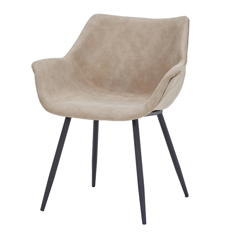 LeisureMod Dining Arm Chair With Metal Legs Set of 2 - Olive Green - 24.5Dx25.2Wx33H
