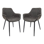 LeisureMod Dining Arm Chair With Metal Legs Set of 2 - Olive Green - 24.5Dx25.2Wx33H
