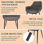 LeisureMod Dining Arm Chair With Metal Legs Set of 2 - Olive Green - 24.5Dx25.2Wx33H