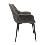 LeisureMod Dining Arm Chair With Metal Legs Set of 2 - Olive Green - 24.5Dx25.2Wx33H