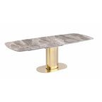 Somette Karlita Marbleized Sintered Stone Dining Set with Black Side Chairs