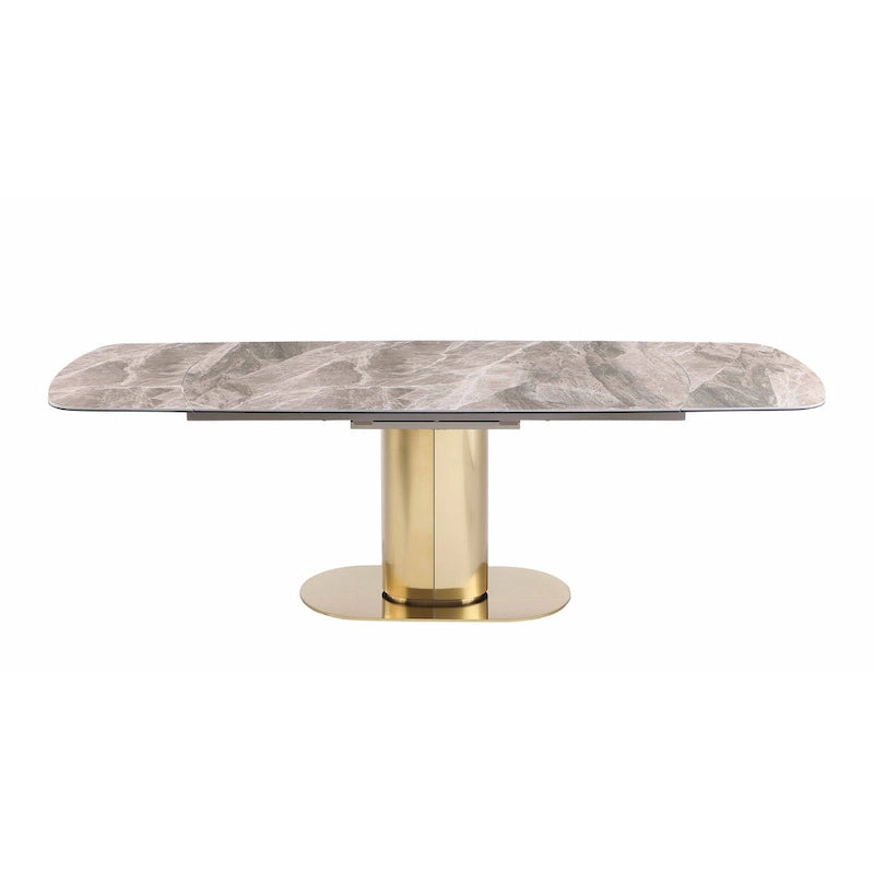Somette Karlita Marbleized Sintered Stone Dining Set with Black Side Chairs