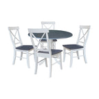 Tavolo con alette da 42 pollici con 4 sedie da pranzo con schienale a croce - Set di 5 pezzi