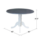 Tavolo con alette da 42 pollici con 4 sedie da pranzo con schienale a croce - Set di 5 pezzi