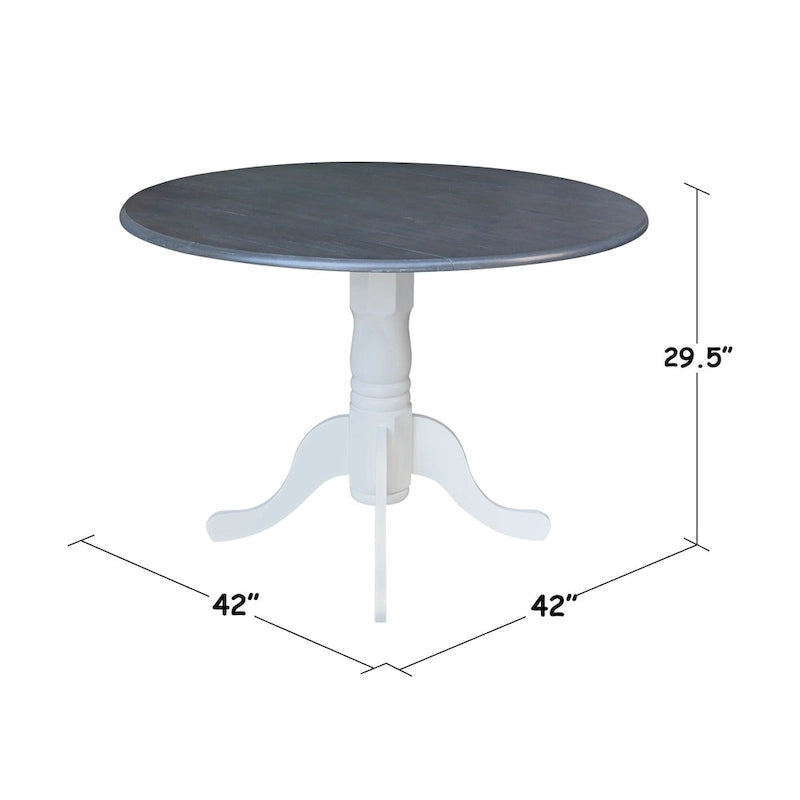Tavolo con alette da 42 pollici con 4 sedie da pranzo con schienale a croce - Set di 5 pezzi