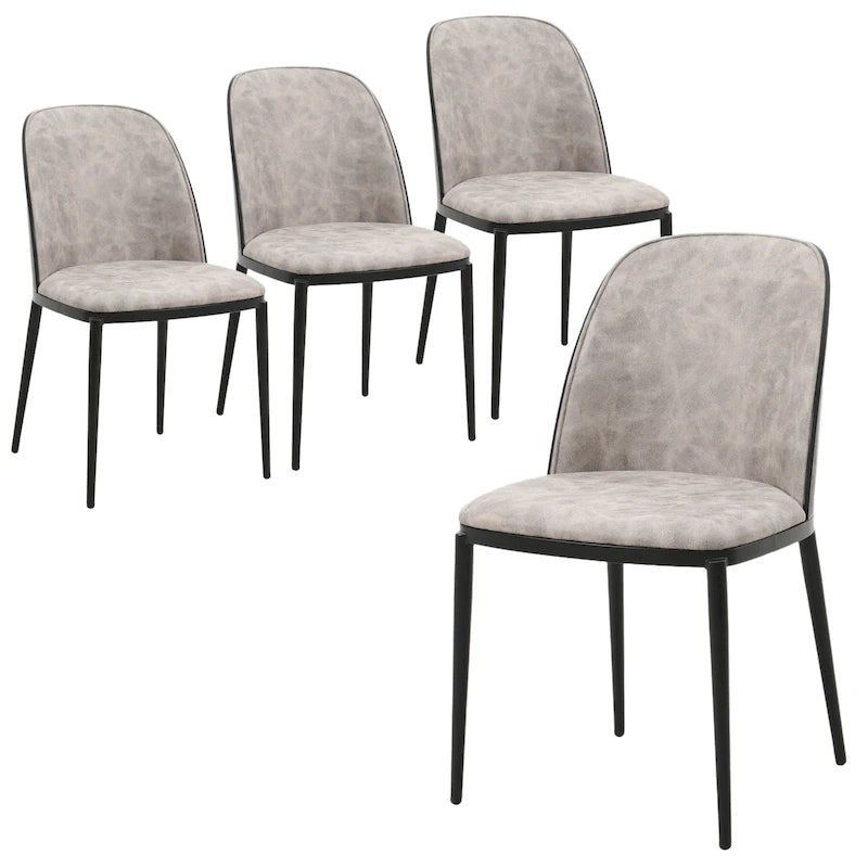 Sedia da pranzo con sedile imbottito, sedia laterale con telaio in legno MDF in acciaio, set da 4