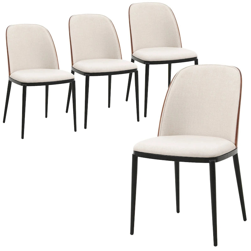 Sedia da pranzo con sedile imbottito, sedia laterale con telaio in legno MDF in acciaio, set da 4