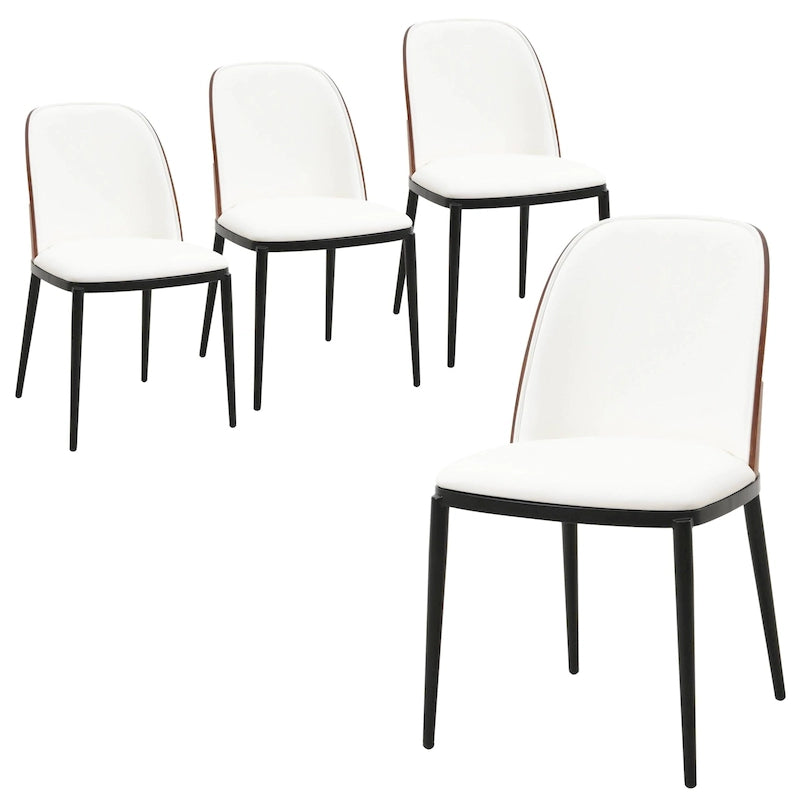 Sedia da pranzo con sedile imbottito, sedia laterale con telaio in legno MDF in acciaio, set da 4