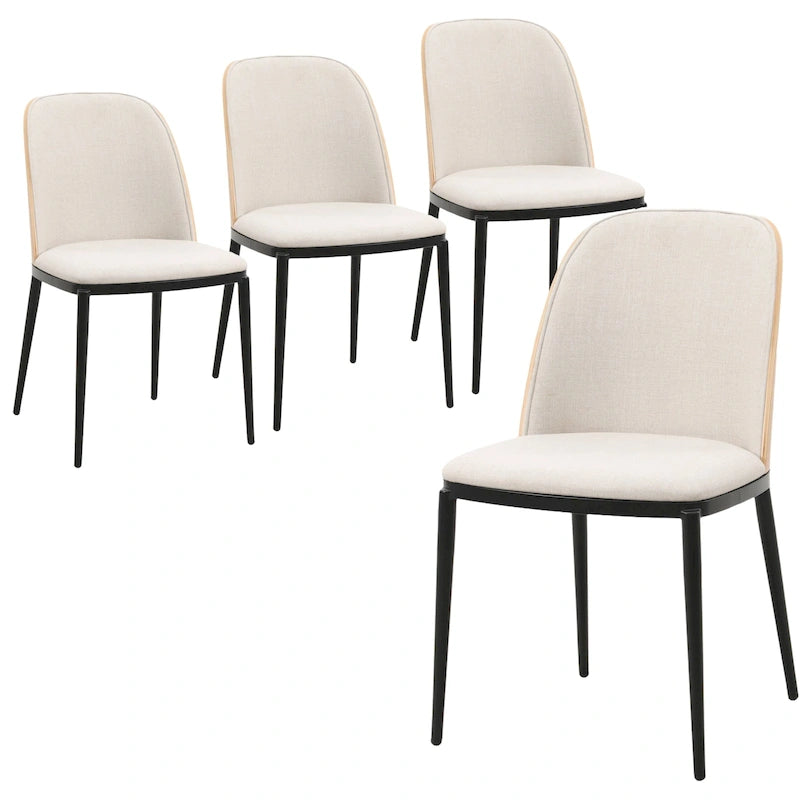 Sedia da pranzo con sedile imbottito, sedia laterale con telaio in legno MDF in acciaio, set da 4