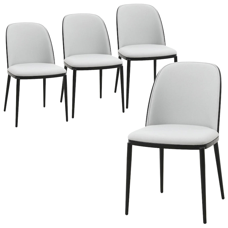 Sedia da pranzo con sedile imbottito, sedia laterale con telaio in legno MDF in acciaio, set da 4