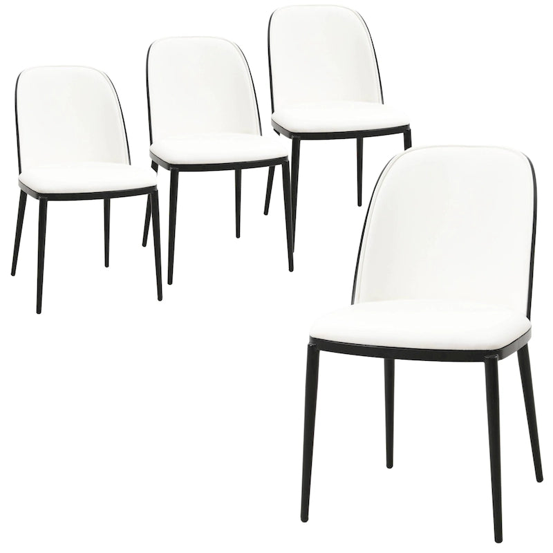 Sedia da pranzo con sedile imbottito, sedia laterale con telaio in legno MDF in acciaio, set da 4