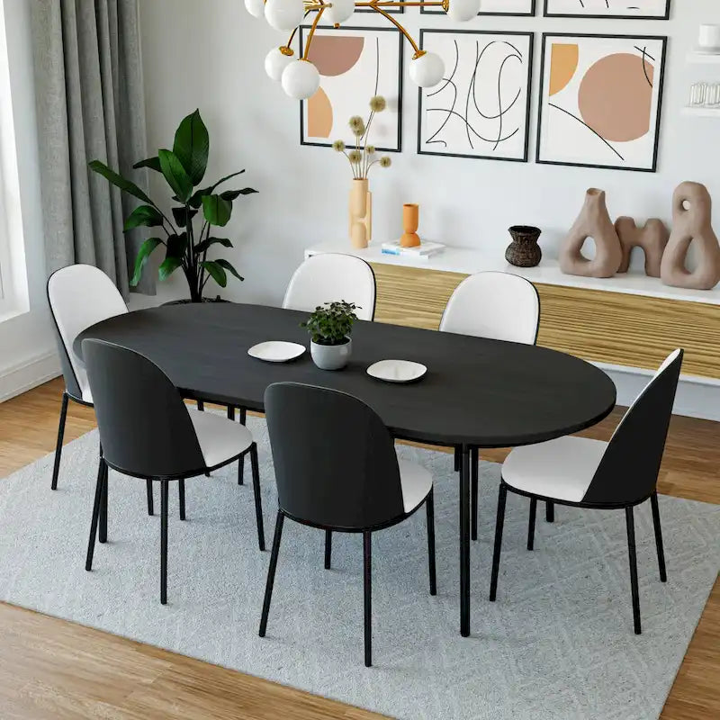 Dining Chair with Upholstered Seat Side Chair with MDF Wood Frame in Steel Set of 4