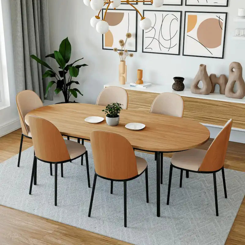 Dining Chair with Upholstered Seat Side Chair with MDF Wood Frame in Steel Set of 4