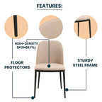 Dining Chair with Upholstered Seat Side Chair with MDF Wood Frame in Steel Set of 4