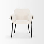 Brently Dining Chair w/ Cream Boucle Fabric & Matte Black Metal Legs