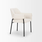 Brently Dining Chair w/ Cream Boucle Fabric & Matte Black Metal Legs
