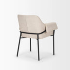 Brently Dining Chair w/ Cream Boucle Fabric & Matte Black Metal Legs