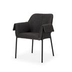 Brently Dining Chair w/ Cream Boucle Fabric & Matte Black Metal Legs