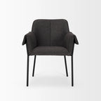 Brently Dining Chair w/ Cream Boucle Fabric & Matte Black Metal Legs