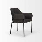 Brently Dining Chair w/ Cream Boucle Fabric & Matte Black Metal Legs