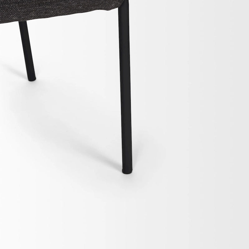 Brently Dining Chair w/ Cream Boucle Fabric & Matte Black Metal Legs