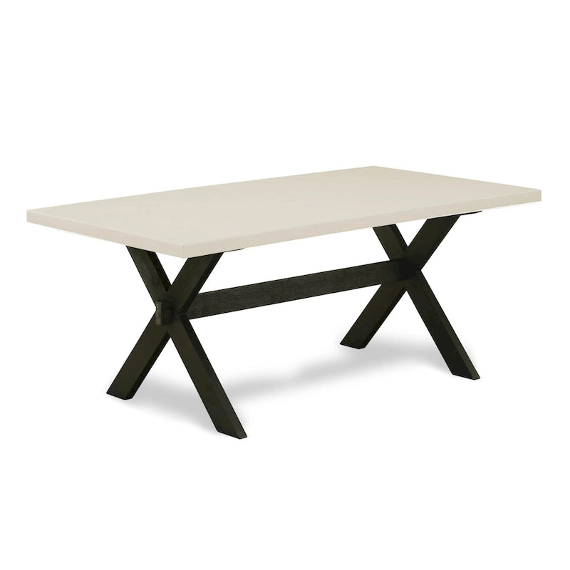 East West Furniture Dining Furniture Set- a Dining Table & Black Color Linen Fabric Upholstered Chairs, Black(Pieces Option)